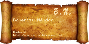 Boberity Nándor névjegykártya